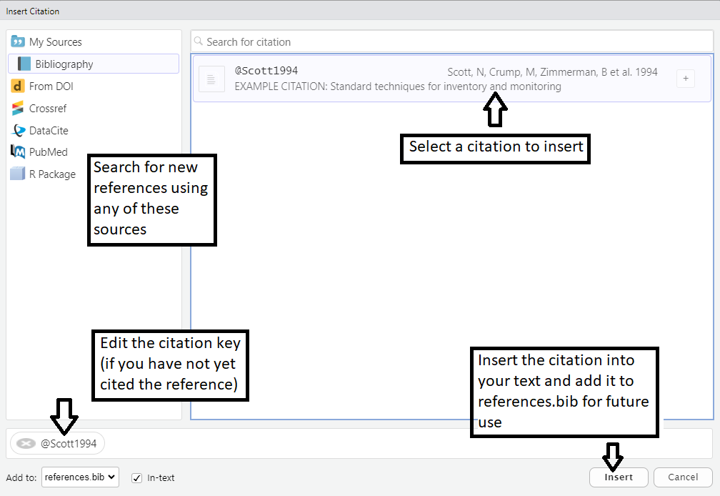 Adding Citations - Using the citation manager.